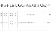 关于安乡县第十七届人大代表候选人建议人选公示的公告